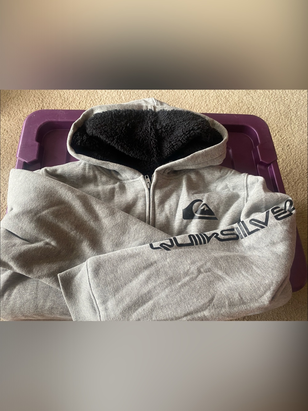 Quiksilver Kids' Gray Sherpa-Lined Hoodie Sweatshirt
